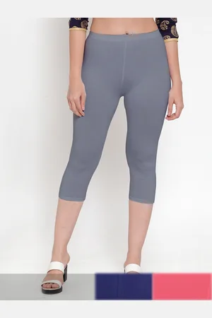Jinfo Women Grey & Blue Pack of 3 Cotton Capris