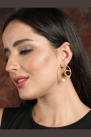 Ishin Gold-Plated Circular Drop Earrings