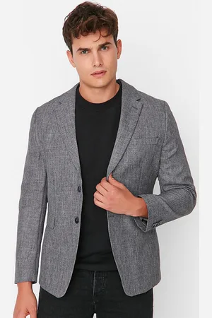 Trendyol Men Charcoal Single-Breasted Blazer