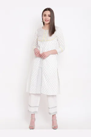 BE INDI Women White Ethnic Motifs Printed Kurta