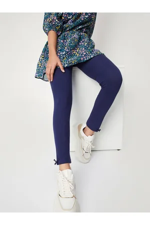 Max Collection Girls Navy Blue Solid Leggings