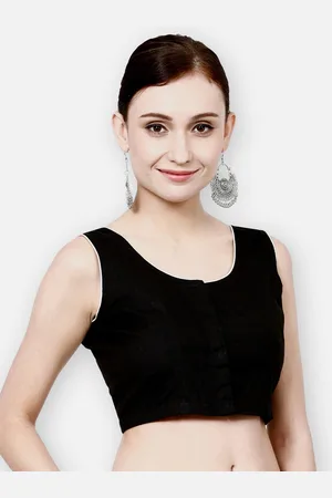 Molcha Women Black Solid Non-Padded Readymade Saree Blouse