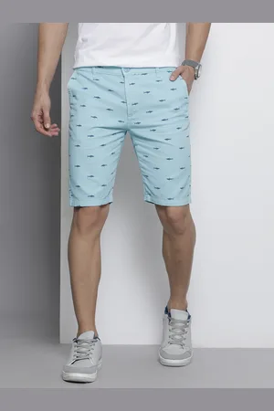 The Indian Garage Co Men Blue Printed Slim Fit Cotton Chino Shorts