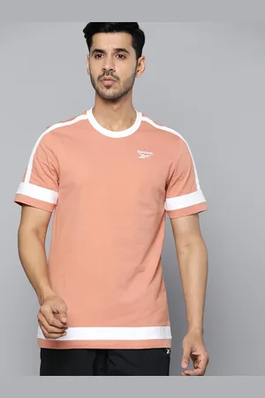 Reebok Men Peach-Coloured WCE Pure Cotton Solid T-shirt