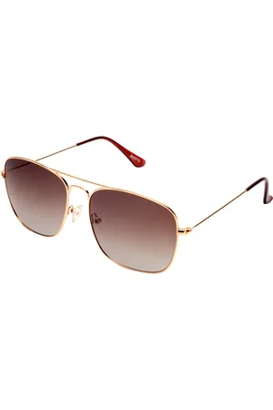 Roadies Unisex Brown Lens & Gold-Toned Square Sunglasses with Polarised Lens