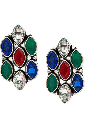 Shivansh Women Silver-Toned Contemporary Studs Earrings