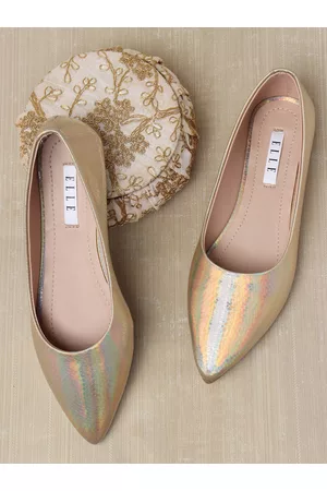Elle Women Gold-Toned Printed Ballerinas Flats