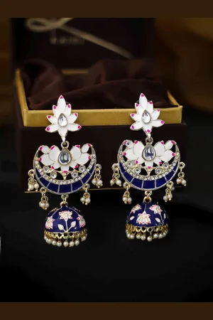 Bellofox Blue & White Contemporary Jhumkas Earrings