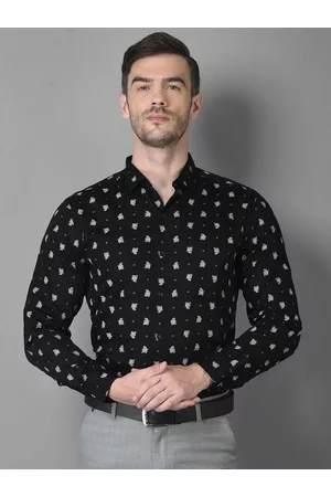 Canary London Men Black Smart Slim Fit Printed Formal Shirt