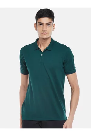 Pantaloons Men Teal Polo Collar Outdoor T-shirt