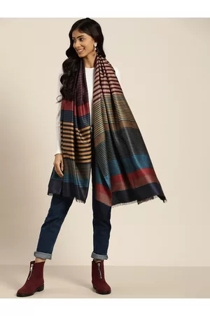 Sangria Women Navy & Black Striped Shawl