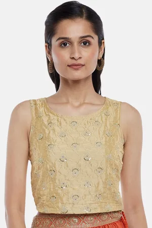 Pantaloons Gold-Toned Sequined Ethnic Crop Top