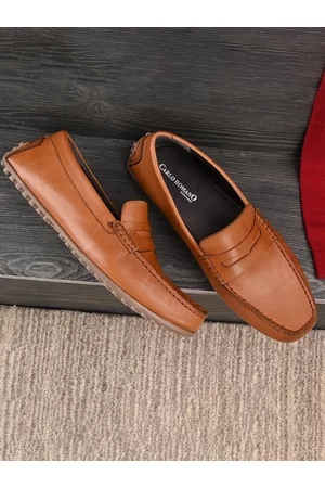 CARLO ROMANO Men Tan Solid Leather Driving Shoes