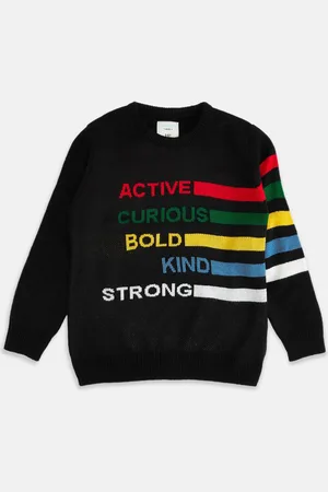 Pantaloons Boys Black & Red Striped Pullover