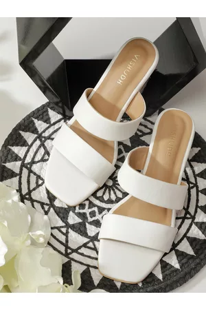 Vishudh Women White Solid Sandals