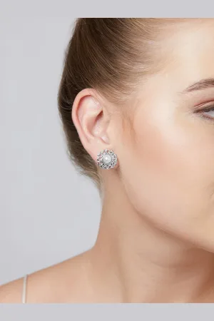 Ami Silver-Toned Contemporary Studs Earrings