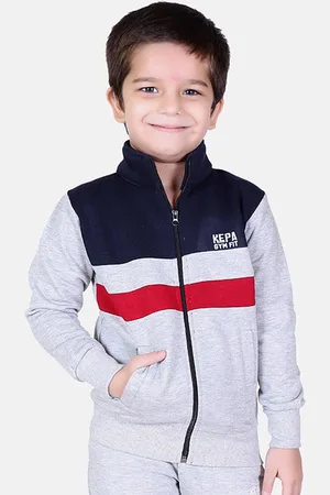 KEPA Boys Grey & Red Colourblocked Hooded Tracksuits