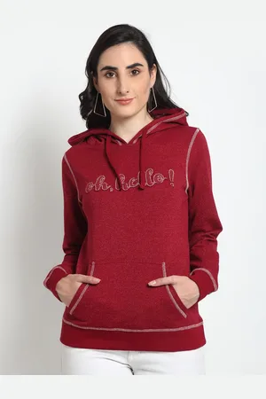 Club York Women Red Hooded Sweatshirt
