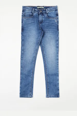 Crimsoune Club Girls Blue Slim Fit Heavy Fade Stretchable Jeans