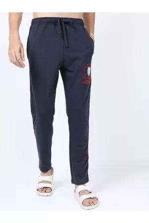 Highlander Men Navy Blue Printed Slim Fit Track Pants