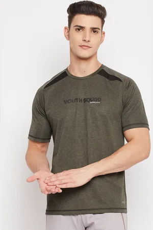 Duke Men Olive Green Solid Sports T-shirt