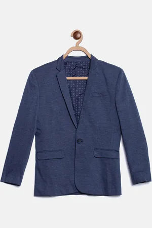 Blue Giraffe Boys Navy Blue Solid Slim-Fit Single-Breasted Blazer