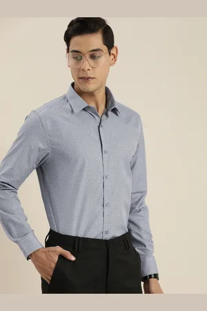 Invictus Men Grey Slim Fit Estilo Collection Checked Formal Pure Cotton Shirt