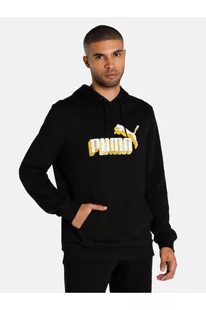PUMA Men Black Printed Cotton Graphic Hoodie Sweatshirt