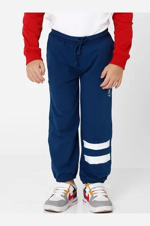 KATE & OSCAR Boys Navy Blue Solid Cotton Joggers