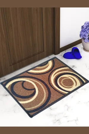 Athom Trendz Set Of 3 Brown & Black Self-Design Anti-Skid Doormats