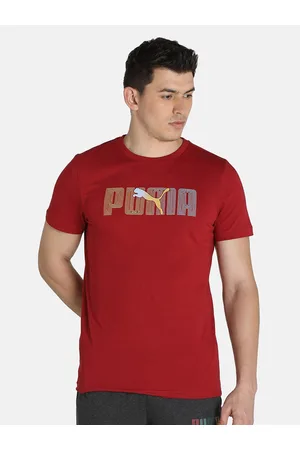PUMA Men Red Typography Printed Slim Fit T-shirt