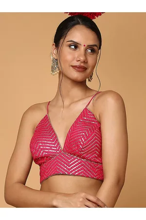 SALWAR STUDIO Pink Sequin Embellished Saree Blouse