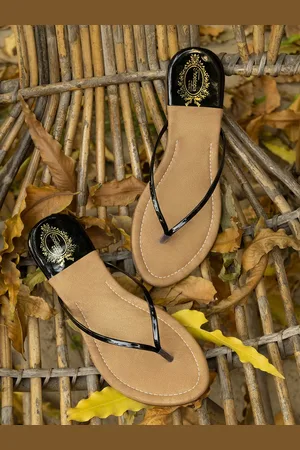 Shoetopia Girls Beige T-Strap Flats