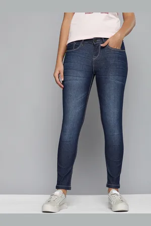 HERE&NOW Women Navy Blue Skinny Fit High-Rise Light Fade Stretchable Jeans