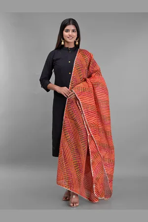 Apratim Red & Yellow Printed Leheriya Dupatta