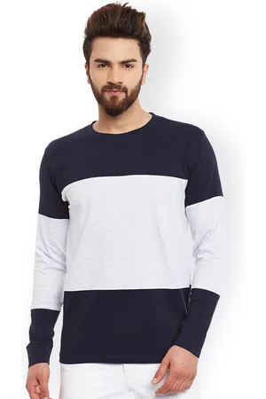 The Dry State Men White Colourblocked Round Neck T-shirt