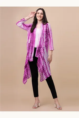 GUFRINA Women Pink & White Printed Longline Shrug