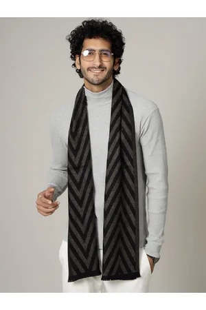 HANDICRAFT PALACE Men Black & Brown Self Design Winter Mufflers