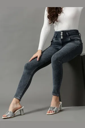 SHOWOFF Women Grey Skinny Fit High-Rise Light Fade Stretchable Jeans
