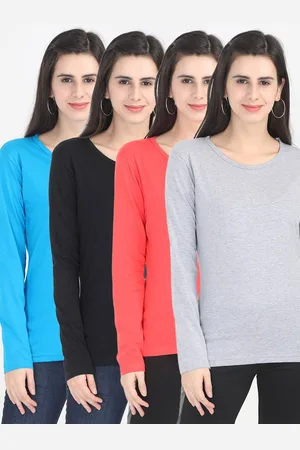 Fleximaa Women Solid Pack Of 4 T-shirts