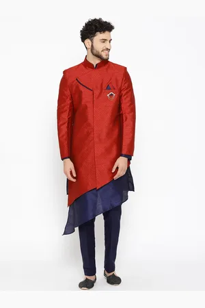 SG Men Maroon & Blue Sherwani Set
