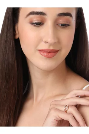 Ami Rose Gold-Plated White CZ-Studded Adjustable Finger Ring