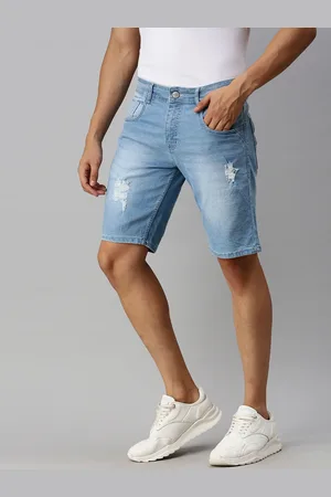 Mast & Harbour Men Blue Washed Regular Fit Denim Shorts