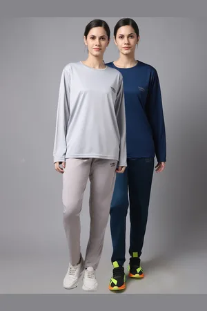 VIMAL JONNEY Women Pack Of 2 Navy Blue & Grey Solid Tracksuits