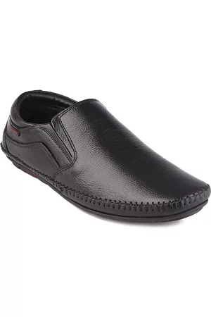 Red Chief Men Black Solid Formal Slip-On Shoes