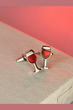 Tossido Red & Silver-Toned Metal Quirky Cufflink