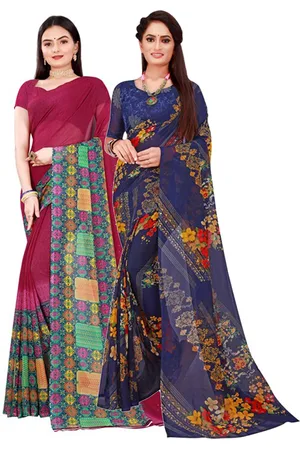 Florence Maroon & Blue Pure Georgette Saree