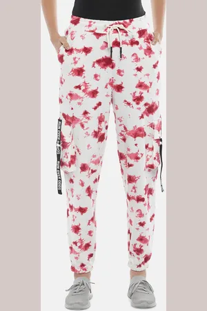 Pantaloons Women White & Red Printed Cotton Joggers