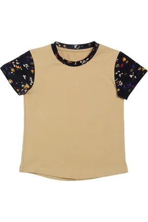DOOR74 Kids Brown Solid Round Neck T-shirt
