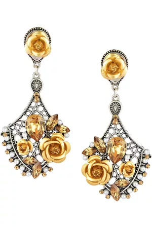 DESI COLOUR Silver-Toned Contemporary Drop Earrings